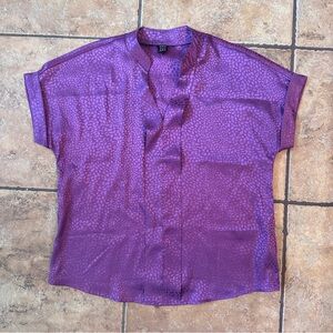 SHEIN Purple Satin Leopard-Print Short Sleeve Top